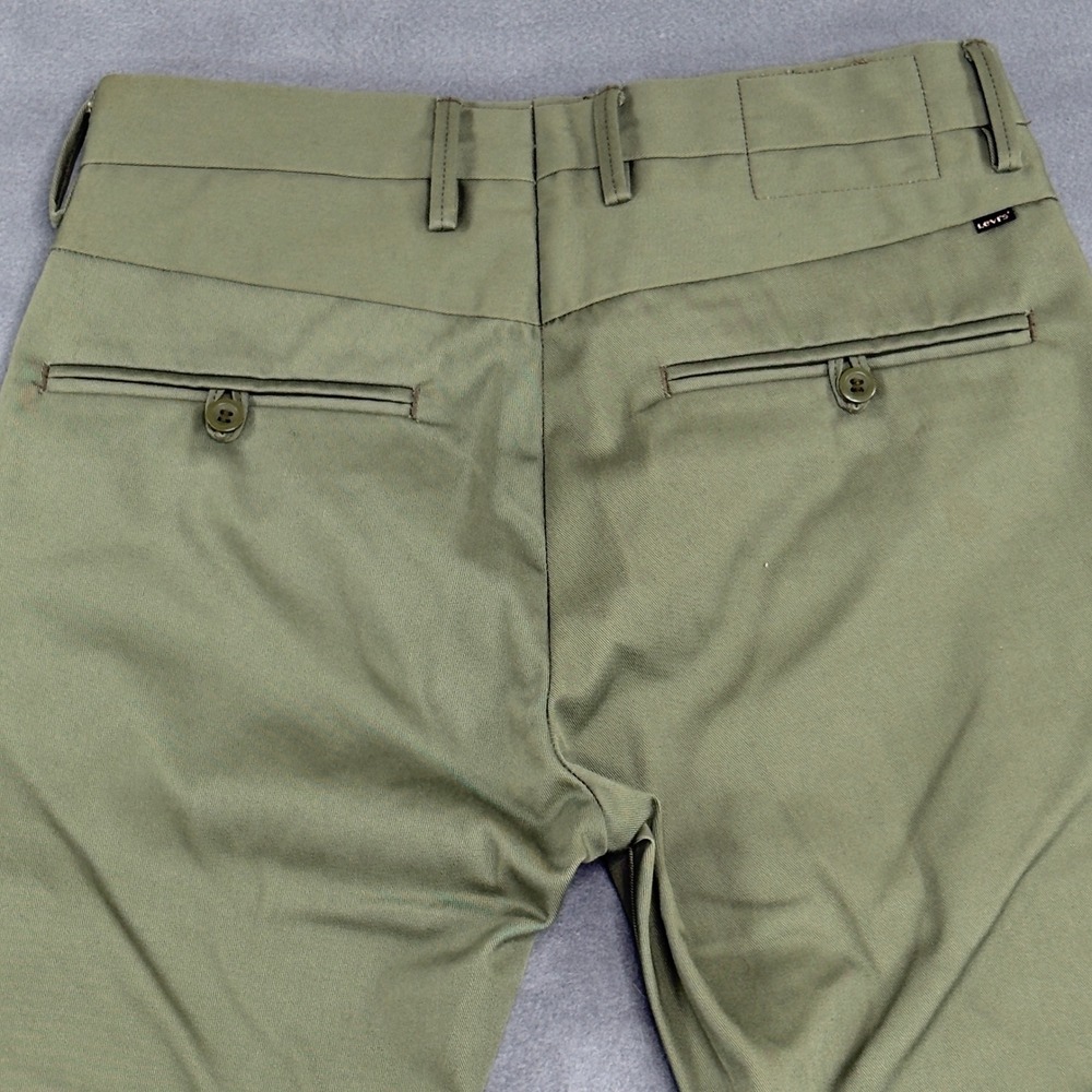 Levis Mens Olive Green Chino Pants Straight Leg Twill Trousers W32 L29 - Picture 8 of 13
